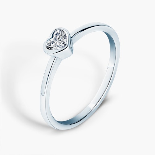 Pierścionek zaręczynowy Pure: białe złoto, diament w szlifie serce